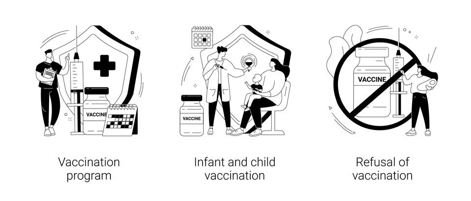 Mandatory immunization abstract concept vector illustrations. Illustrazione stock