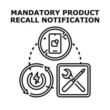 Mandatory product recall notification for defective consumer goods Stock Illustration