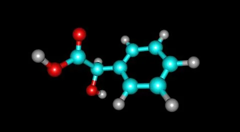 Mandelic acid molecular structure isolated on black Stock Illustration