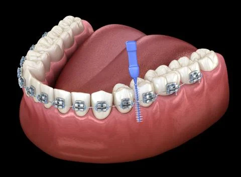 Mandibular prosthesis All on 8 system supported by implants. Medically accura Stock Illustration