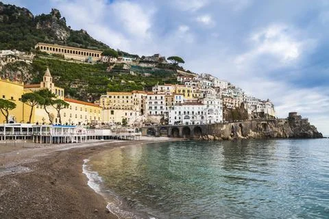Mandingo Beach facing eastern part of Amalfi town Stock Photos