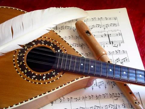 Mandolin and flute Stock Photos