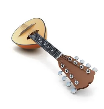 Mandolin close-up isolated on white background. 3d render image. Stock Photos