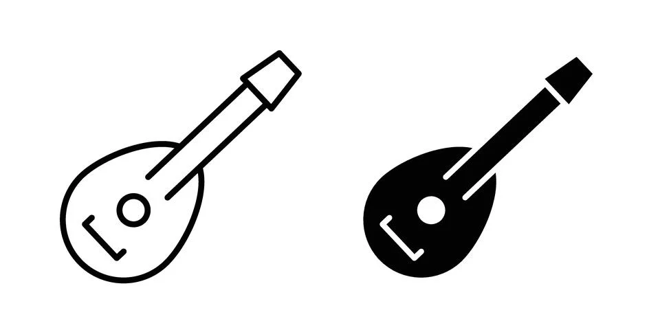 Mandolin icon silhouette vector set. thin line pack Stock Illustration