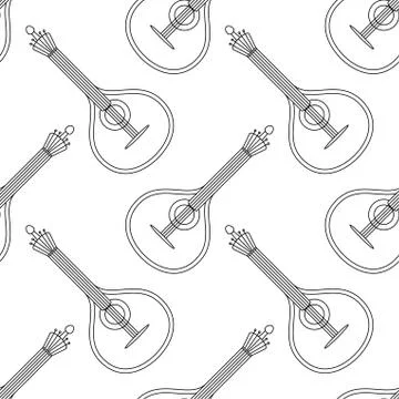 Mandolin, seamless, contour Stock Illustration