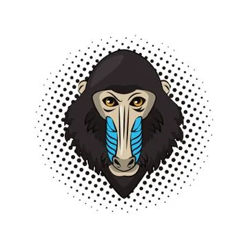 Mandrill face cool sketch Stock Illustration