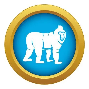 Mandrill monkey icon blue isolated Stock Illustration