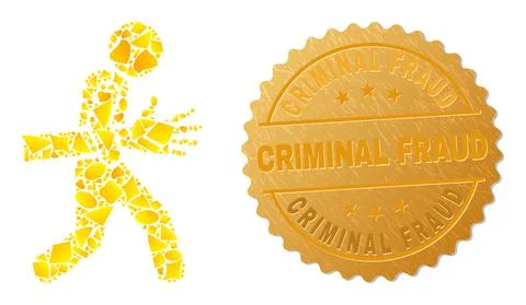 Maneken Hand Robber Icon Collage of Golden Elements and Metal Criminal Fraud Stock Illustration
