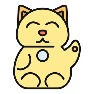 Maneki neko beckoning cat bringing fortune and luck Stock Illustration