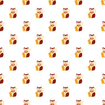 Maneki neko cats repeating pattern bringing luck wealth 스톡 일러스트