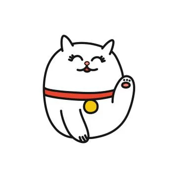 Maneki neko doodle icon, vector illustration Stock Illustration
