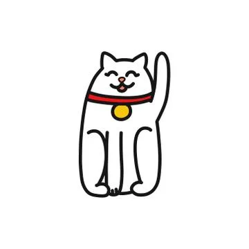 Maneki neko doodle icon, vector illustration Stock Illustration