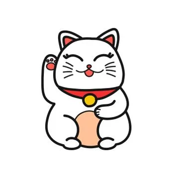 Maneki neko doodle icon, vector illustration Stock Illustration