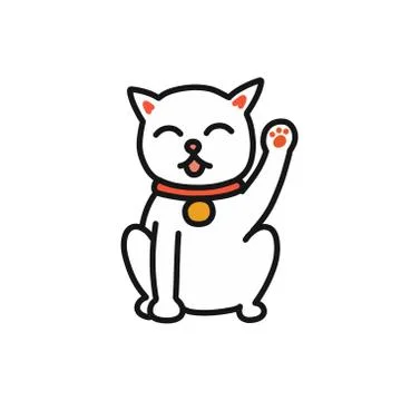 Maneki neko doodle icon, vector illustration Illustrazione stock