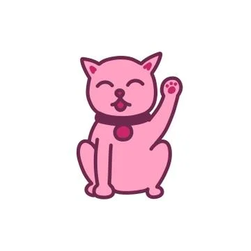 Maneki neko doodle icon, vector sticker illustration Stock Illustration