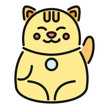 Maneki neko icon bringing good luck and prosperity Illustration
