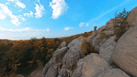 Maneuverable FPV flight around spectacular rocks. Beautiful natural large smooth Stock Footage 167923928