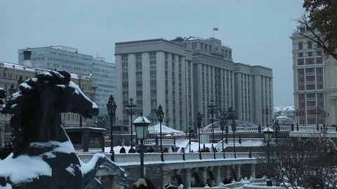 Manezh square and building of the State Duma. Stock Footage 70803198