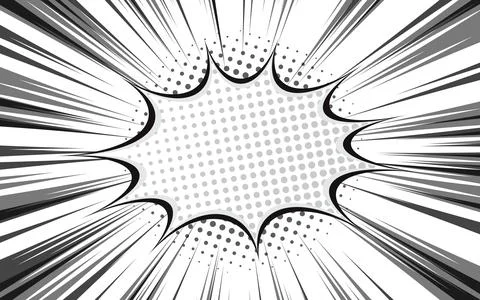 Manga comic background with halftone texture. Black and white vector illust.. Illustrazione stock