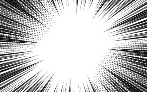 Manga comic background with speed action effect. Vector radial line frame c.. Stock Illustration