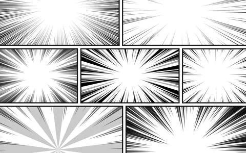 Manga comic book page divided by black and white boxes. Pop art style comic.. Illustrazione stock