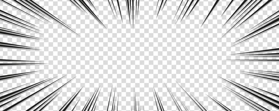 Manga comic effect on transparent background. Motion radial lines for comic book Stockillustratie