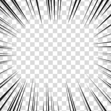 Manga comic effect on transparent background. Motion radial lines for comic book Stock Illustration