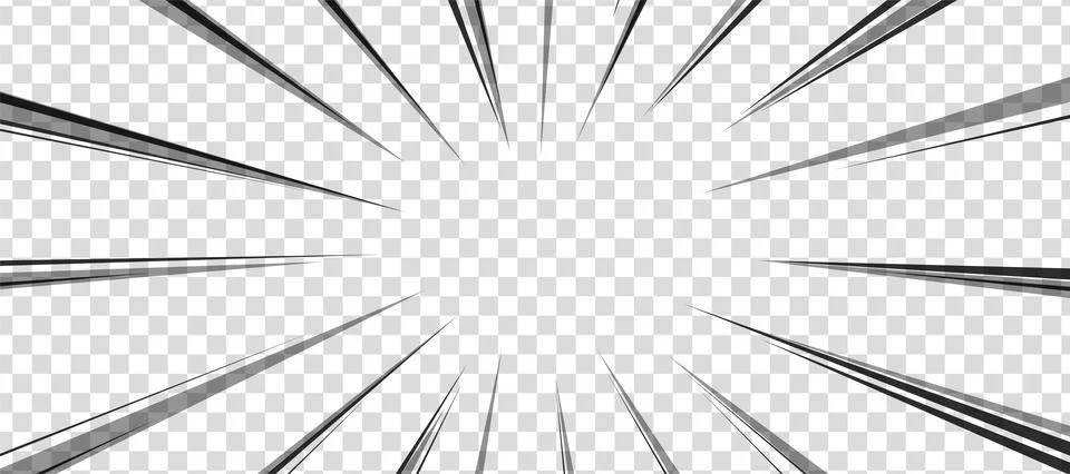 Manga comic effect on transparent background. Motion radial lines for comic book Stock Illustration