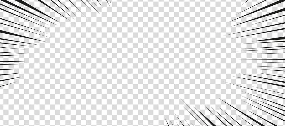 Manga comic effect on transparent background. Motion radial lines for comic book Stock Illustration