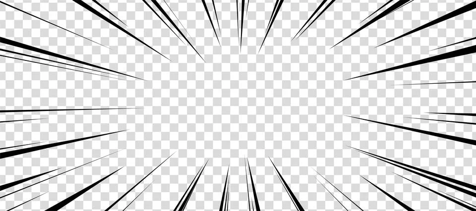 Manga comic effect on transparent background. Motion radial lines for comic book Stock Illustration