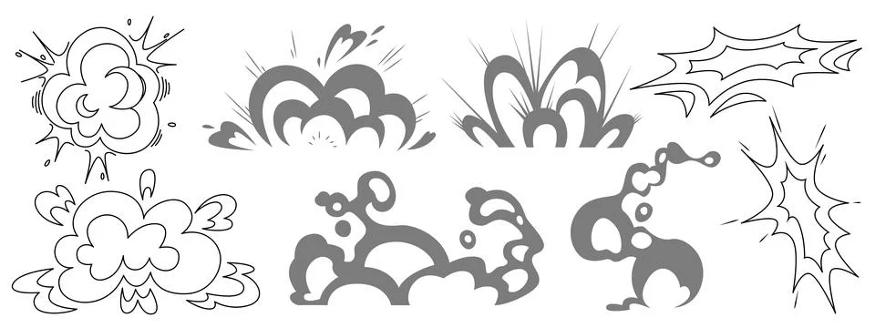 Manga explosive effect collection Stock Illustration