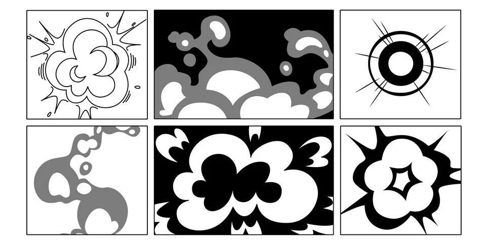 Manga explosive effect panels Stock Illustration