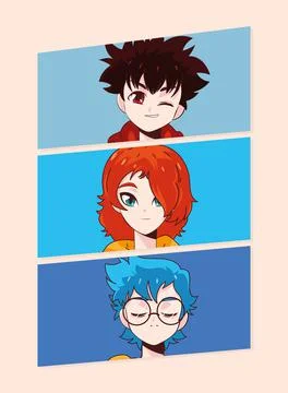 Manga men faces イラスト素材