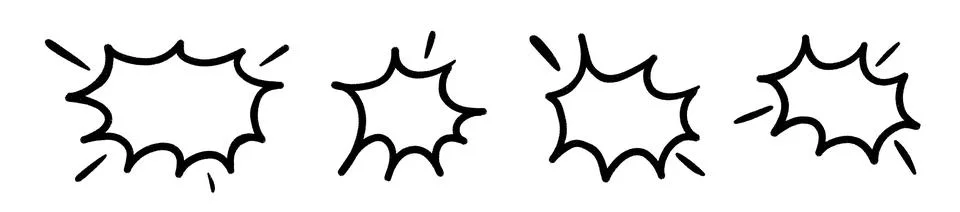 Manga speech bubbles with dynamic comic bursts. dialogue balloons and explosive Stock Illustration