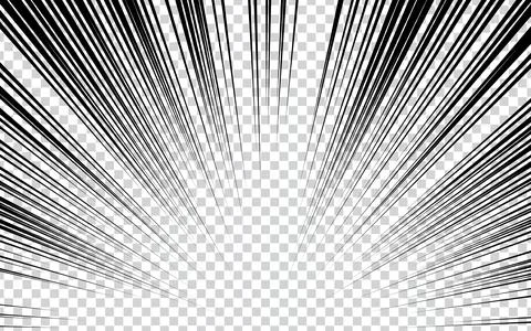 Manga speed lines of radial comic vector background. Stock Illustration