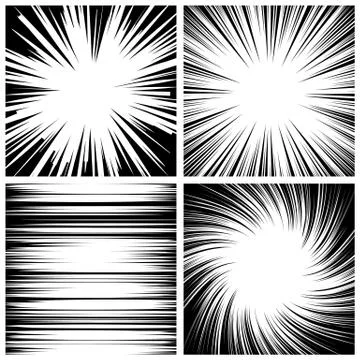 Manga Speed Lines Set Vector. Grunge Ray Illustration. Black And White. Space Illustrazione stock