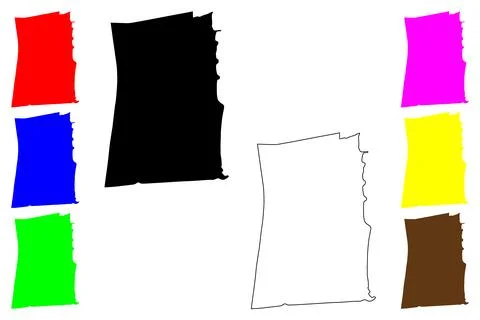 Mangaf city (State of Kuwait) map vector illustration, scribble sketch Al Man Illustrazione stock