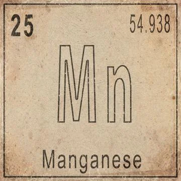 Manganese Element Card from Periodic Table on Vintage Old Paper Stock Illustration
