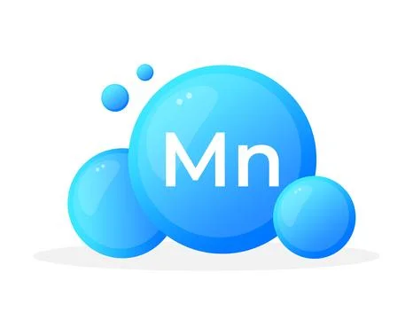 Manganese Mn element molecules in a dynamic blue spherical design 스톡 일러스트