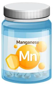 Manganese Supplement Bottle Vector Illustration Stock Illustration