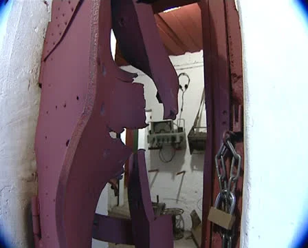 Mangled door Stock Footage 25845088