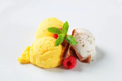 Mango and stracciatella ice cream Stock Photos