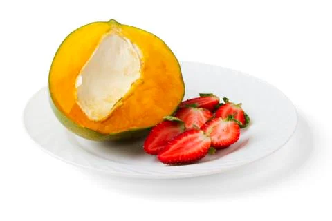 Mango and strawberry Stock Photos