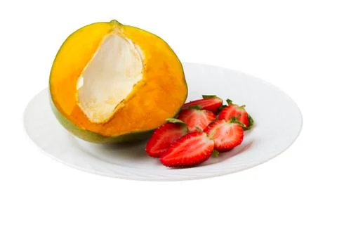 Mango and strawberry Stock Photos