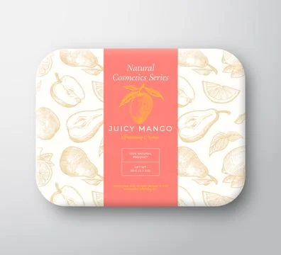 Mango Bath Cosmetics Package Box. Abstract Vector Wrapped Paper Container with Stock Illustration