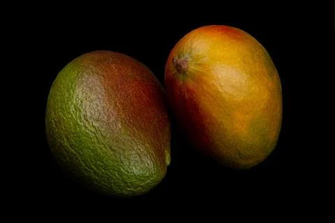 Mango on black. Stock Photos