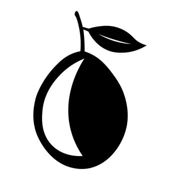 Mango black vector icon on white background Stock Illustration