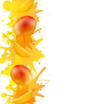 Mango Border With Paint White Background Illustrazione stock