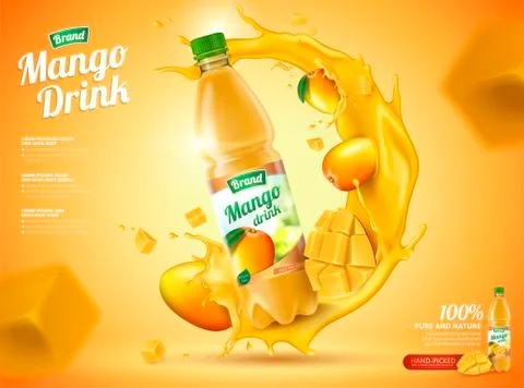 Mango bottled juice Stock Illustration