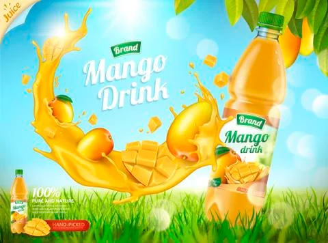 Mango bottled juice 스톡 일러스트
